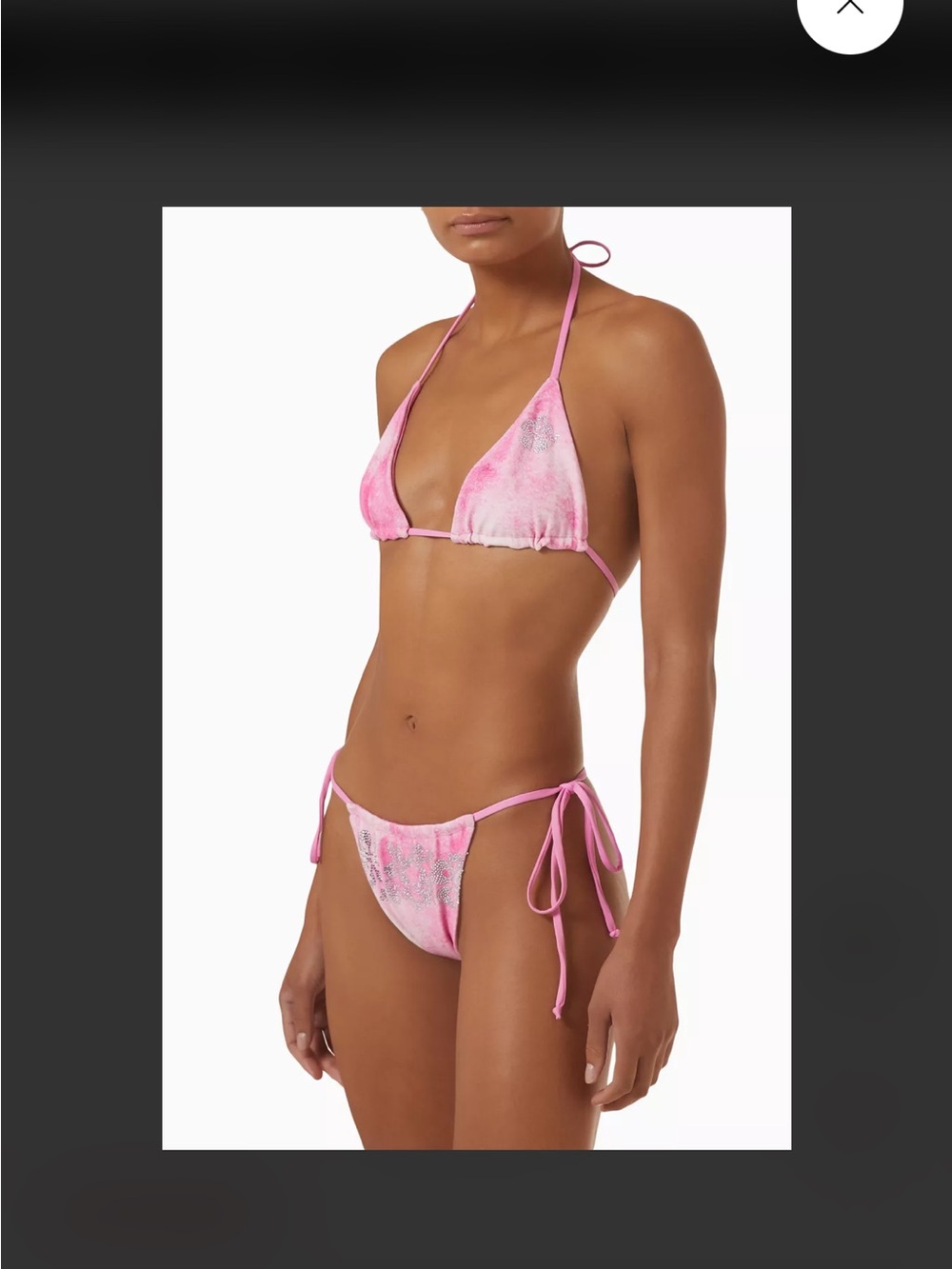 Frankie's Bikinis Pink Tie-Dye Crystal Floral Bikini Set y2k - Picture 6 of 8